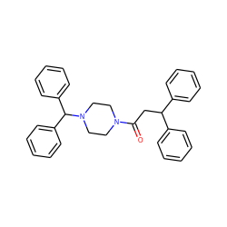 O=C(CC(c1ccccc1)c1ccccc1)N1CCN(C(c2ccccc2)c2ccccc2)CC1 ZINC000020509316