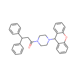 O=C(CC(c1ccccc1)c1ccccc1)N1CCN(C2c3ccccc3Oc3ccccc32)CC1 ZINC000038748814