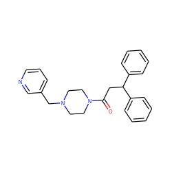 O=C(CC(c1ccccc1)c1ccccc1)N1CCN(Cc2cccnc2)CC1 ZINC000013729096