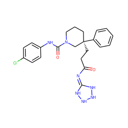 O=C(CC[C@@]1(c2ccccc2)CCCN(C(=O)Nc2ccc(Cl)cc2)C1)N=C1NNNN1 ZINC000049089801