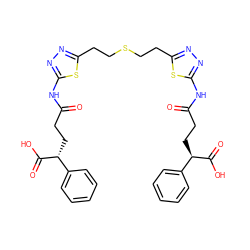 O=C(CC[C@@H](C(=O)O)c1ccccc1)Nc1nnc(CCSCCc2nnc(NC(=O)CC[C@@H](C(=O)O)c3ccccc3)s2)s1 ZINC000169697958