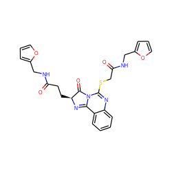 O=C(CC[C@@H]1N=C2c3ccccc3N=C(SCC(=O)NCc3ccco3)N2C1=O)NCc1ccco1 ZINC000002967558