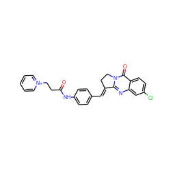 O=C(CC[n+]1ccccc1)Nc1ccc(/C=C2\CCn3c2nc2cc(Cl)ccc2c3=O)cc1 ZINC000084604585