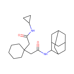 O=C(CC1(CC(=O)NC2C3CC4CC(C3)CC2C4)CCCCC1)NC1CC1 ZINC000043025130