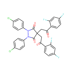 O=C(CC1(CC(=O)c2ccc(F)cc2F)C(=O)N(c2ccc(Cl)cc2)N(c2ccc(Cl)cc2)C1=O)c1ccc(F)cc1F ZINC000028475465