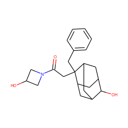 O=C(CC1(Cc2ccccc2)C2CC3CC1CC(C2)C3O)N1CC(O)C1 ZINC000202366340