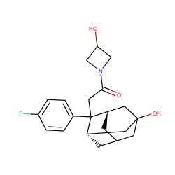 O=C(CC1(c2ccc(F)cc2)[C@H]2CC3C[C@H]1CC(O)(C3)C2)N1CC(O)C1 ZINC000145906102