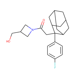 O=C(CC1(c2ccc(F)cc2)C2CC3CC(C2)CC1C3)N1CC(CO)C1 ZINC000145882141