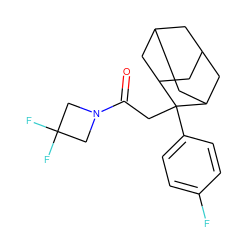 O=C(CC1(c2ccc(F)cc2)C2CC3CC(C2)CC1C3)N1CC(F)(F)C1 ZINC000145882362