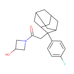 O=C(CC1(c2ccc(F)cc2)C2CC3CC(C2)CC1C3)N1CC(O)C1 ZINC000202366682