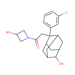 O=C(CC1(c2cccc(Cl)c2)C2CC3CC1CC(C2)C3O)N1CC(O)C1 ZINC000202365879