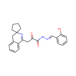 O=C(CC1=NC2(CCCC2)Cc2ccccc21)C(=O)N/N=C/c1ccccc1O ZINC000101884402