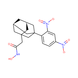 O=C(CC12C[C@@H]3C[C@H](C1)CC(c1ccc([N+](=O)[O-])cc1[N+](=O)[O-])(C3)C2)NO ZINC000095591332