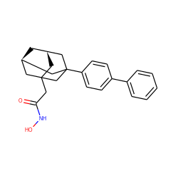 O=C(CC12C[C@@H]3C[C@H](C1)CC(c1ccc(-c4ccccc4)cc1)(C3)C2)NO ZINC000095588515