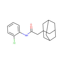 O=C(CC12CC3CC(CC(C3)C1)C2)Nc1ccccc1Cl ZINC000004247042