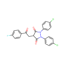 O=C(CC1C(=O)N(c2ccc(Cl)cc2)N(c2ccc(Cl)cc2)C1=O)c1ccc(F)cc1 ZINC000028476341