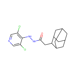 O=C(CC1C2CC3CC(C2)CC1C3)NNc1c(Cl)cncc1Cl ZINC000084671137