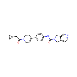 O=C(CC1CC1)N1CC=C(c2ccc(NC(=O)N3Cc4ccncc4C3)cc2)CC1 ZINC000167419138