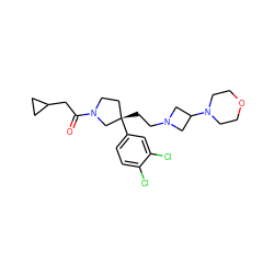 O=C(CC1CC1)N1CC[C@](CCN2CC(N3CCOCC3)C2)(c2ccc(Cl)c(Cl)c2)C1 ZINC000026285077