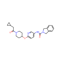 O=C(CC1CC1)N1CCC(Oc2ccc(NC(=O)N3Cc4ccccc4C3)cn2)CC1 ZINC000166892402