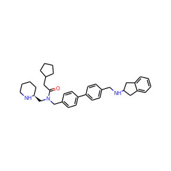 O=C(CC1CCCC1)N(Cc1ccc(-c2ccc(CNC3Cc4ccccc4C3)cc2)cc1)C[C@@H]1CCCCN1 ZINC000045194385