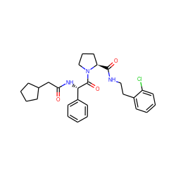 O=C(CC1CCCC1)N[C@H](C(=O)N1CCC[C@H]1C(=O)NCCc1ccccc1Cl)c1ccccc1 ZINC000095602737