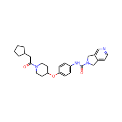 O=C(CC1CCCC1)N1CCC(Oc2ccc(NC(=O)N3Cc4ccncc4C3)cc2)CC1 ZINC000166935539