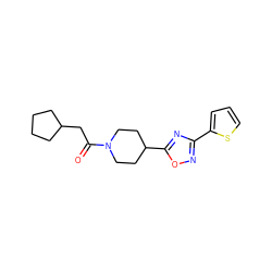 O=C(CC1CCCC1)N1CCC(c2nc(-c3cccs3)no2)CC1 ZINC000071317132