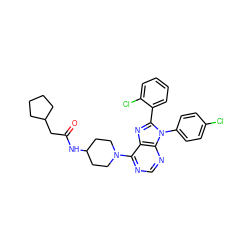 O=C(CC1CCCC1)NC1CCN(c2ncnc3c2nc(-c2ccccc2Cl)n3-c2ccc(Cl)cc2)CC1 ZINC000096937557