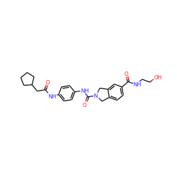 O=C(CC1CCCC1)Nc1ccc(NC(=O)N2Cc3ccc(C(=O)NCCO)cc3C2)cc1 ZINC000167394852