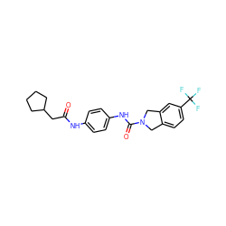 O=C(CC1CCCC1)Nc1ccc(NC(=O)N2Cc3ccc(C(F)(F)F)cc3C2)cc1 ZINC000168007894