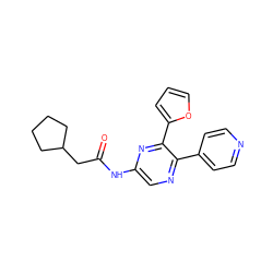 O=C(CC1CCCC1)Nc1cnc(-c2ccncc2)c(-c2ccco2)n1 ZINC000035000658