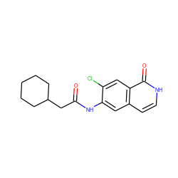 O=C(CC1CCCCC1)Nc1cc2cc[nH]c(=O)c2cc1Cl ZINC000049034470