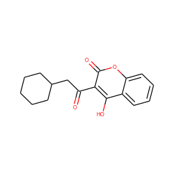 O=C(CC1CCCCC1)c1c(O)c2ccccc2oc1=O ZINC000004278160