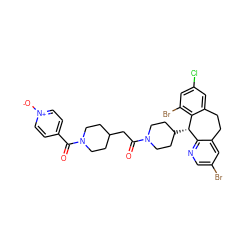 O=C(CC1CCN(C(=O)c2cc[n+]([O-])cc2)CC1)N1CCC([C@H]2c3ncc(Br)cc3CCc3cc(Cl)cc(Br)c32)CC1 ZINC000026639020