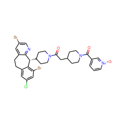 O=C(CC1CCN(C(=O)c2ccc[n+]([O-])c2)CC1)N1CCC([C@H]2c3ncc(Br)cc3CCc3cc(Cl)cc(Br)c32)CC1 ZINC000026637384