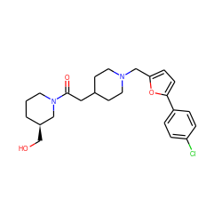 O=C(CC1CCN(Cc2ccc(-c3ccc(Cl)cc3)o2)CC1)N1CCC[C@H](CO)C1 ZINC000043020456