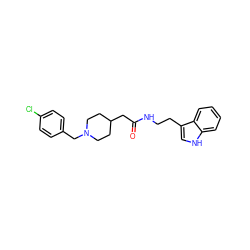 O=C(CC1CCN(Cc2ccc(Cl)cc2)CC1)NCCc1c[nH]c2ccccc12 ZINC000653884658