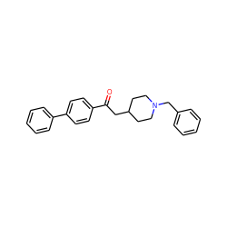 O=C(CC1CCN(Cc2ccccc2)CC1)c1ccc(-c2ccccc2)cc1 ZINC000013729900