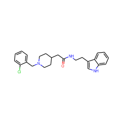 O=C(CC1CCN(Cc2ccccc2Cl)CC1)NCCc1c[nH]c2ccccc12 ZINC000653864061