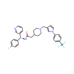 O=C(CC1CCN(Cc2ccn(-c3ccc(C(F)(F)F)cc3)c2)CC1)N[C@H](c1ccc(F)cc1)c1cccnc1 ZINC000043064023