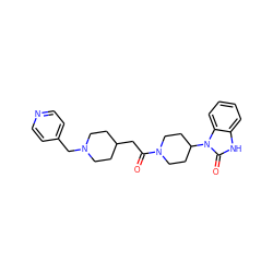 O=C(CC1CCN(Cc2ccncc2)CC1)N1CCC(n2c(=O)[nH]c3ccccc32)CC1 ZINC000058581659