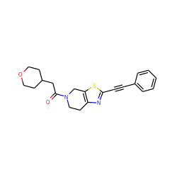 O=C(CC1CCOCC1)N1CCc2nc(C#Cc3ccccc3)sc2C1 ZINC000096273016