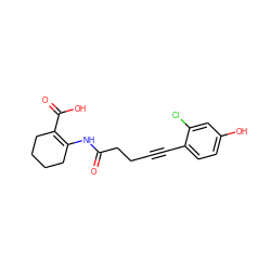 O=C(CCC#Cc1ccc(O)cc1Cl)NC1=C(C(=O)O)CCCC1 ZINC001772614338