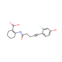 O=C(CCC#Cc1ccc(O)cc1F)NC1=C(C(=O)O)CCCC1 ZINC001772622063