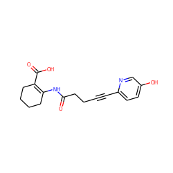 O=C(CCC#Cc1ccc(O)cn1)NC1=C(C(=O)O)CCCC1 ZINC001772625097