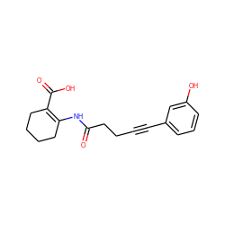 O=C(CCC#Cc1cccc(O)c1)NC1=C(C(=O)O)CCCC1 ZINC001772650882