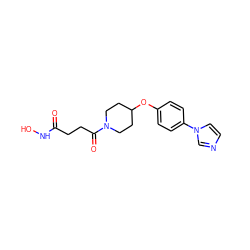 O=C(CCC(=O)N1CCC(Oc2ccc(-n3ccnc3)cc2)CC1)NO ZINC000028529017