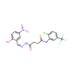 O=C(CCC(=O)Nc1cc(C(F)(F)F)ccc1Cl)N/N=C\c1cc([N+](=O)[O-])ccc1O ZINC000027497891