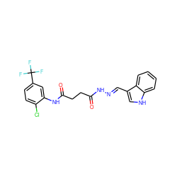 O=C(CCC(=O)Nc1cc(C(F)(F)F)ccc1Cl)NN=Cc1c[nH]c2ccccc12 ZINC000299815698